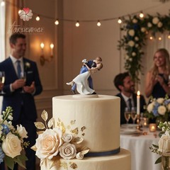 Wedding Cake Topper Decoration: Bride and Groom Kissing Resin Figurine with S…