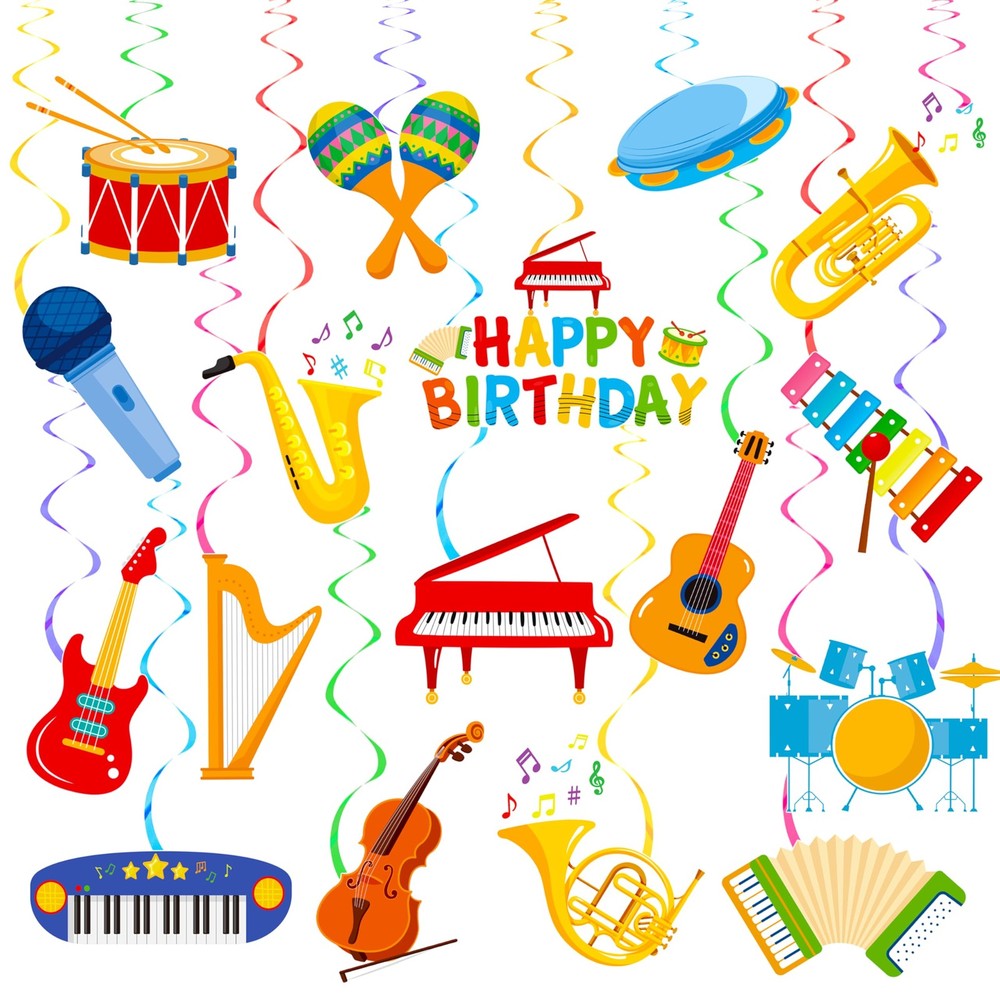 24pcs Musical Instrument Hanging Swirls for Music Party Decorations Musical I…