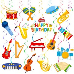 24pcs Musical Instrument Hanging Swirls for Music Party Decorations Musical I…