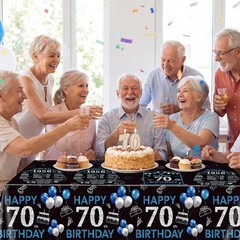 70th Birthday Decorations,41pcs Black Blue Back in 1956 Birthday Decorations …