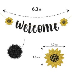 T-minimalist Welcome Banner, Black Glitter Hanging Sign Party Decorations, In…