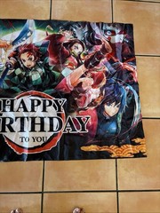 Demon Slayer Theme Birthday Party Backdrop 5x3ft Happy Birthday Banner Decor