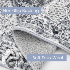 KOZYFLY Runners for Hallways 2×8 Ft Washable 8′ x 2′ (Runner), Grey/Blue
