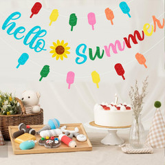 Hello Summer Decorations Colorful Popsicle Banner Garland Gift