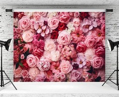 10x8ft Flower Backdrop Pink Red Rose Flowers Floral Wall Photography Background