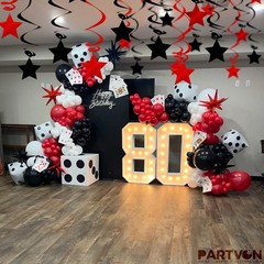 32 PCS Red Black Foil Star Hanging Swirl Streamers Ceiling Decorations