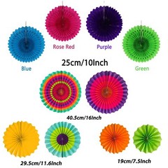 Party Decorations, 41 Pcs Multicoloured Papar Fans Pompoms Garlands String Ti…
