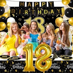 143 Pcs 18th Birthday Party Supplies Set for 24 Guests 18th Birthday Plates B…