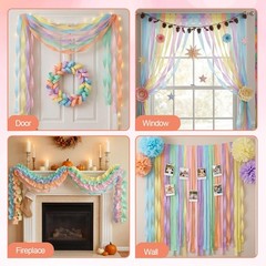 9 Rolls Easter Pastel Crepe Paper Streamers 1.77 Inch x 82 Ft Party Decor