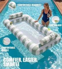 85″ X 53″ Extra Large 2-Person Tanning Pool Float Inflatable with Cooling Mesh