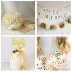 30th Birthday Decorations for Her, Beige Gold White Thirty Birthday Balloons …