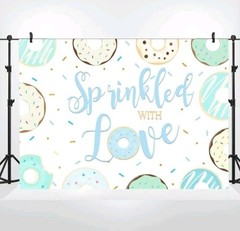 Sprinkled with Love Backdrop Baby Shower Donut Party Colorful Dots Confetti 5×7′