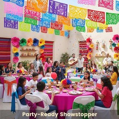 Colorful 18 Ft Papel Picado Hanging Decor – Ideal for Parties & Heritage Events