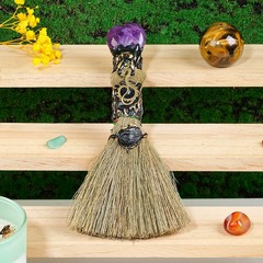 Witch Cinnamon Broom Natural Crystal Magic Sweeper Rose Quartz Tower Broom DIY