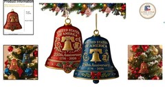 Celebrate 250th Anniversary with 2 Pack of Patriotic Acrylic Bell Ornaments