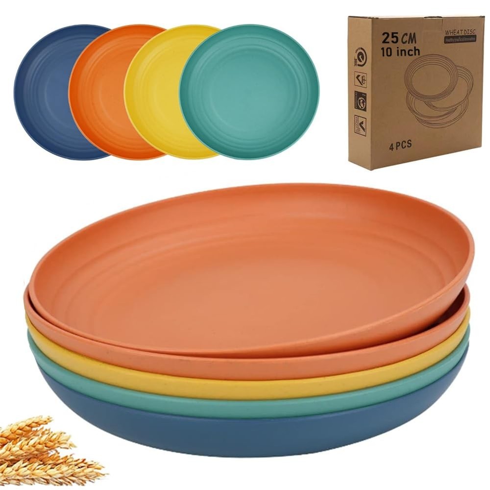 K Y KANGYUN 10 Inch Unbreakable Wheat Straw Dinner 10 INCH, Classic Bright