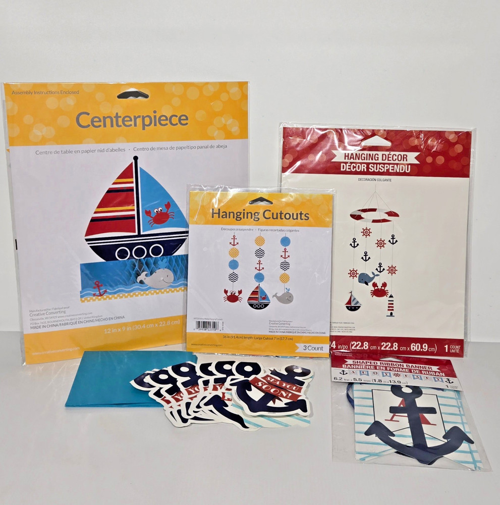 NEW! «NAUTICAL BABY» Themed Baby Shower Party Decoration Kit – 5 Piece
