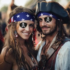 Comfortable Lightweight Pirate Accessories for Halloween Parties – 4-Piece Set
