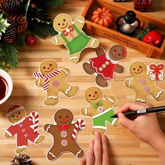 200 PCS Christmas Gingerbread Cutouts 10 Styles Paper With Glue Point Dots