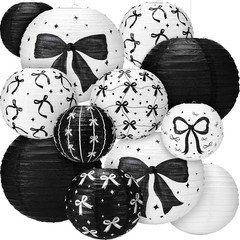 12 Pcs Black Bow Paper Lanterns Black Bow Birthday Party Decorations Birthday…