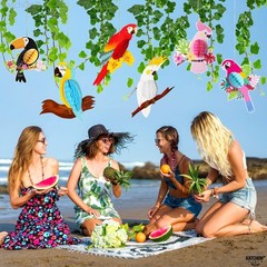 Katchon Large Tropical Bird Decorations 12X5.3 Inch Jungle Theme Decorations