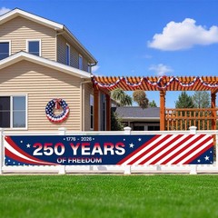 250th Anniversary Banner 138 x 20 Inch,250 Anniversary USA Flag Patriotic Decor
