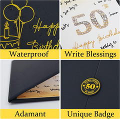 50Th Birthday Decorations Men Women, Black Gold 50Th Birthday Guest Book Jumbo C