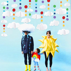 3D Cloud Decorations Rainbow Circle Dots Clouds Hanging Colorful Garland Streame