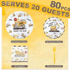 Construction Disposable Birthday Tableware (Plates, Napkins, Forks)