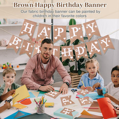 Brown – Fabric Birthday Banner – Fabric Pennant Banners with Cotton Crepe Trian
