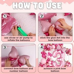 Pink Bow Balloons 40 Inch Balloon Jumbo Number 3 Birthday Pink Number 3