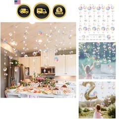 Transparent Bubble Garlands Mermaid Party Decoration Colored Flat Cutouts Han…