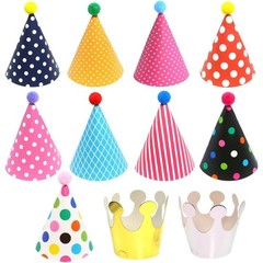 DIY Birthday Party Hats Mini Cone Crown Set with Pom Poms Small Paper Caps