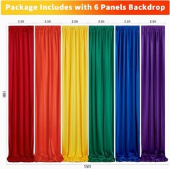 Rainbow Birthday Backdrop: Colorful 10x15ft Curtains Set