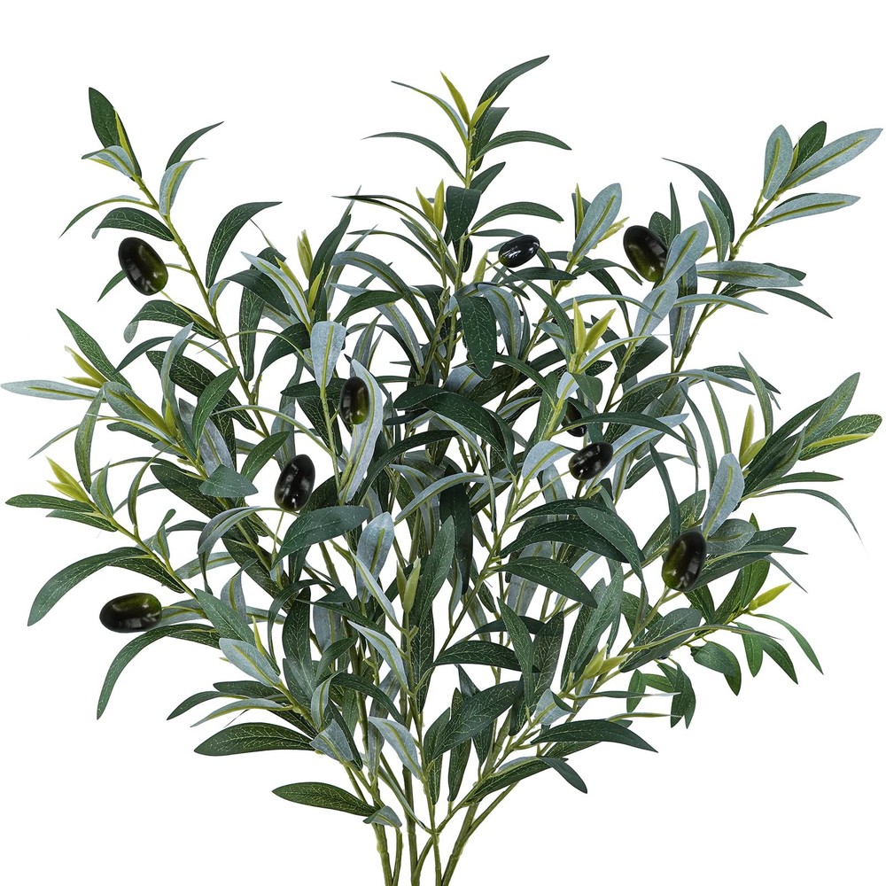 Winlyn 3 Pcs 23.6″ Tall Artificial Olive Branches with 261 x 11″, Green