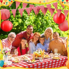 18 Pcs Picnic Party Decorations Set Include Red and White Checkered Gingham P…