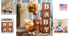 Adorable Teddy Bear Baby Shower Boxes – Easy Assembly Party Decorations, 4 Count