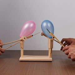 Balloon Bamboo Man Battle,2024 New Pop Wooden Fencing Puppets,Fun Wooden Bots…