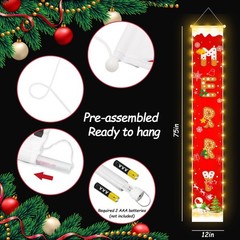 Merry Christmas Decorations Banners Outdoor Red Hanging Cookie Pattern Banne…