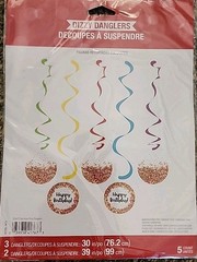 Dizzy Danglers Happy Birthday Sprinkles Party Decoration 5 Pieces 39 & 30 Inches