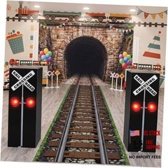 2 Pcs Train Party Decorations 17 Inch Railroad Crossing Sign Track Classic