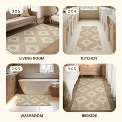 3×5 ft Boho Rugs for Entryway Washable Area Rug, Non Slip TPR Backed Entry Ru…