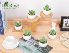 Der Rose 6 Pack Fake Plants Small Realistic Succulents 3.14″H × 2.3″W, Green