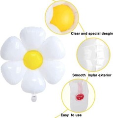11PCS Daisy Balloons,Huge White Flower Daisy Foil Mylar Balloons for Baby Shower