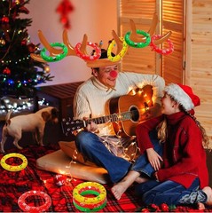 Christmas Inflatable Reindeer Antler Ring Toss Game 2 Sets, 2024 A-antlers
