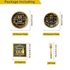 60th Birthday Party Decorations Set, 103 PCS Vintage 1966 Theme, Tableware & Bac