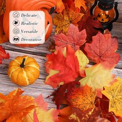 Fovths 8 Pieces Fall Maple Leaves Garland 5.8ft/pc Yellow, Brown, and Red