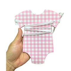 Pre-Strung Pink Gingham Bodysuit Baby Shower Garland Banner – 9 Double-Sided …