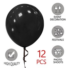 18 Inch Black Balloons 12 Pack Large Latex Party Balloons Round Helium Balloo…