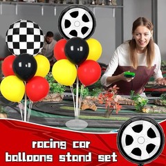 Race Car Party Balloon Stand Kit – 2 Sets with 14 Balloons for Celebrations